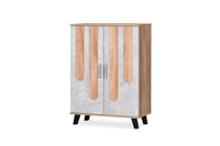 خزانة أحذية بابين - خشبي ورصاصي