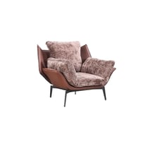 كرسي كنب مفرد قماش بقاعدة جلد - كوفي