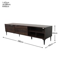 طاولة تلفزيون 180 سم خشب ماليزي , 2 درج تخزين مع ا...