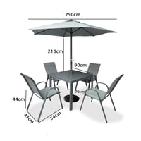 طقم طاولة طعام خارجية مع 4 كراسي ومظلة – لون رمادي