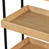 عربة خدمة بعجلات متحركة - خشبي وأسود