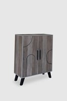 خزانة أحذية 4 أدوار بابين خشب ماليزي - رمادي مع بن...