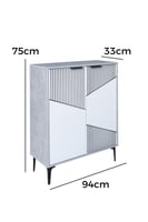 خزانة أحذية بابين خشب ماليزي - رمادي وأبيض