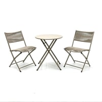طقم كراسي حديقة مع طاولة دائرية - بني فاتح