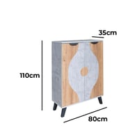 خزانة احذية بابين - رمادي وخشبي
