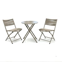 طقم كراسي حديقة مع طاولة دائرية - بيج