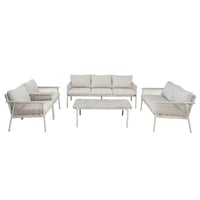 طقم كنب جلسة خارجية 7 مقاعد - رمادي فاتح