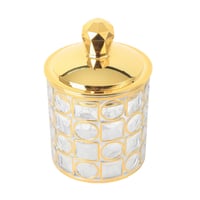 علبة سكر وشاي أكريليك شفاف بغطاء ذهبي