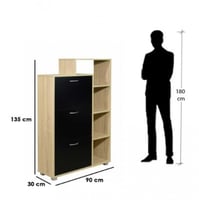 خزانة تنظيم الأحذية 3 أدوار مع أرفف جانبية , خشب م...