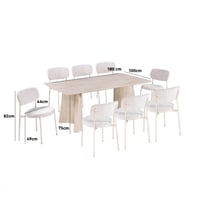 طاولة طعام خشب 8 كراسي قماش - بيج