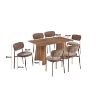 طاولة طعام خشب بني 6 كراسي