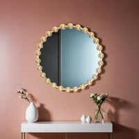 مرايا دائرية مع إطار ذهبي جميل