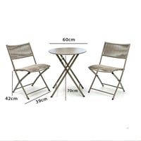 طقم كراسي حديقة مع طاولة دائرية - بيج