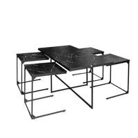 طقم طاولات قهوة خشب 5 قطع - اسود رخامي