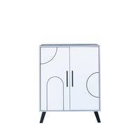 خزانة احذية خشب ماليزي 4 دور بابين - رمادي وأبيض