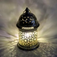 فانوس معدني ذهبي بتصميم شرقي وزخارف هندسية -G-K-04...
