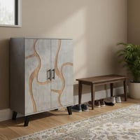 خزانة احذية بابين خشب ماليزي 5 أدوار - رمادي فاتح...