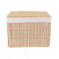 طقم سلات غسيل خيزران مستطيلة بغطاء 3 قطع