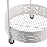 عربة خدمة متحركة دورين سطح زجاجي - أبيض