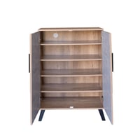 خزانة أحذية بابين خشب ماليزي 80 سم - بيج وأسود – خ...