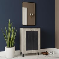 خزانة أحذية بابين خشب ماليزي 4 ادوار - بيج واسود