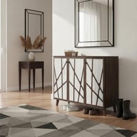 دولاب احذية 3 أبواب خشب ماليزي 4 مستويات - بني ورم...