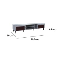 طاولة تلفزيون خشب صناعة ماليزي 200 سم , 2 ادراج وا...