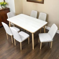 طاولة طعام بديل الرخام 6 مقاعد قماش