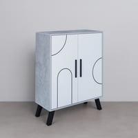 خزانة احذية خشب ماليزي 4 دور بابين - رمادي وأبيض