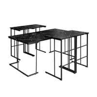 طقم طاولات قهوة خشب ماليزي 5 قطع - اسود رخامي