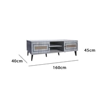 طاولة تلفزيون خشب ماليزي 160 سم , 2 ادراج ورفوف -...