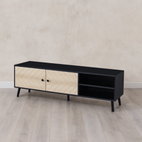 طاولة تلفزيون بلازما 180 سم خشب ماليزي - اسود وبيج