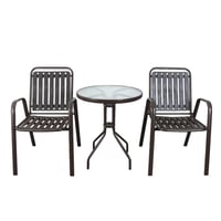 طقم طاولة حديقة مستديرة مع 2 كراسي – تصميم أنيق بل...