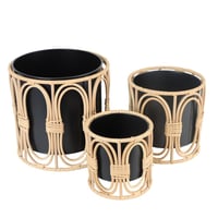 مراكن خيزران دائرية بقاعدة معدن 3 قطع