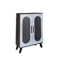 خزانة أحذية بابين خشب ماليزي - بني غامق ورمادي