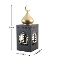 إضاءة رمضانية فانوس للطاولة - ابيض واسود