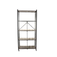 وحدة رفوف معدن للتخزين 5 أدوار بعجلات قابلة للطي -...