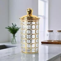 علب اكريليك لتخزين السكر والشاي - شفاف بغطاء ذهبي