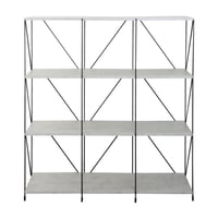 وحدة رفوف خشب ماليزي 4 ادوار متعددة الإستخدام رماد...