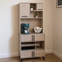 ركن قهوة خشب ماليزي مع أدراج تنظيم متعددة – لون خش...