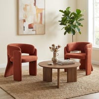 طقم 2 كراسي مفرد قماش كتان لون برتقالي