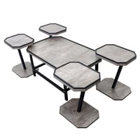 طقم طاولات خدمة خشب تركي 5 قطع - لون رمادي