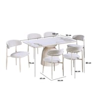 طاولة طعام سيراميك 6 كراسي - ابيض