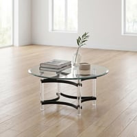 طاولة اكريليك دائري سطح زجاج - 90 سم