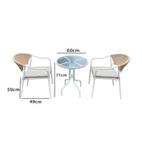 طقم طاولة حديقة دائرية بسطح زجاج مع 2 كراسي جلوس –...