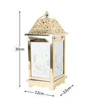 فانوس ذهبي مزخرف مع إضاءة بطارية مثالية للمناسبات...