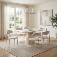 طاولة طعام سيراميك 6 كراسي - ابيض