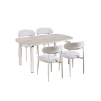 طاولة طعام رخامية 4 كراسي - بيج