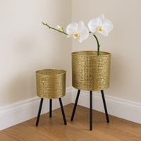 طقم مراكن ورد وأشجار الزينة إستيل مخرم 2 حبة ذهبي