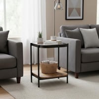 طاولة خدمة خشب بسطح زجاج - بني